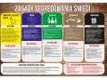 Zasady segregacji śmieci: tworzywa sztuczne, papier, szkło, odpady bio, zmieszane. Wśród odpadów niebezpiecznych znajdują się m.in. odpady medyczne.