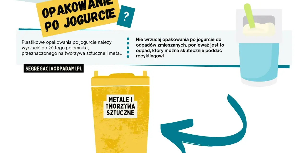Plastikowe opakowanie po jogurcie wyrzuć do żółtego pojemnika na metale i tworzywa sztuczne. Recyklinguj!