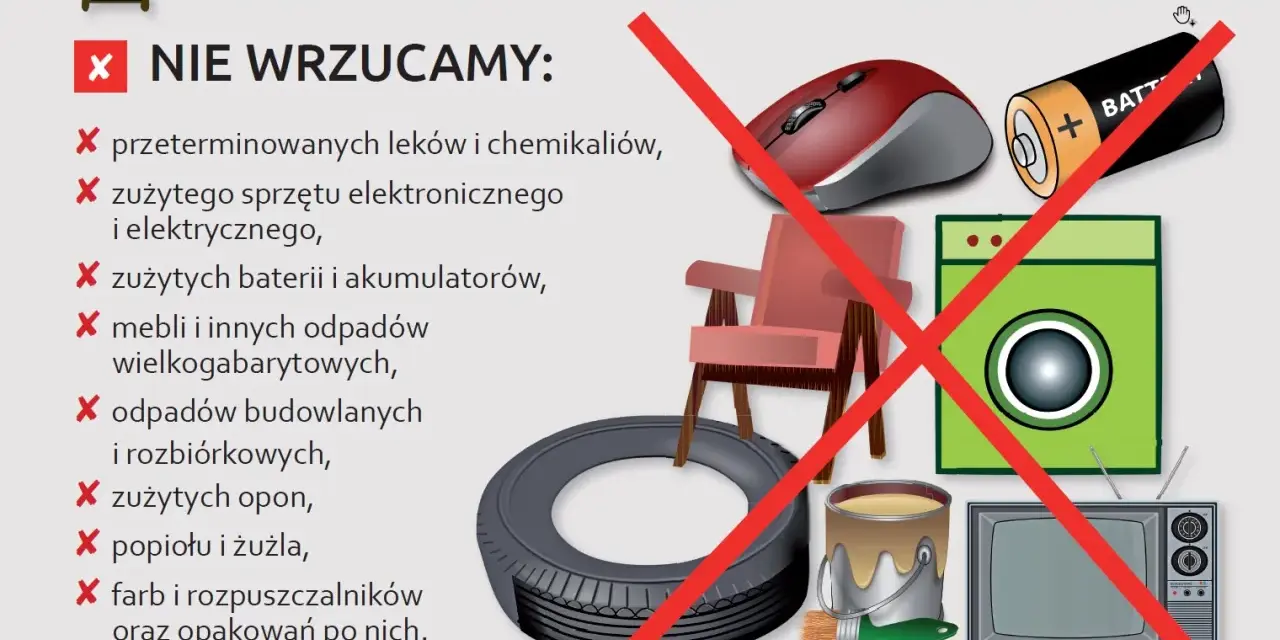 Nie wrzucaj leków, baterii, mebli, opon, farb ani elektroniki do pojemnika na odpady zmieszane. Czy odpady zmieszane można wyrzucać w workach? Nie, te przedmioty wymagają specjalnej utylizacji.