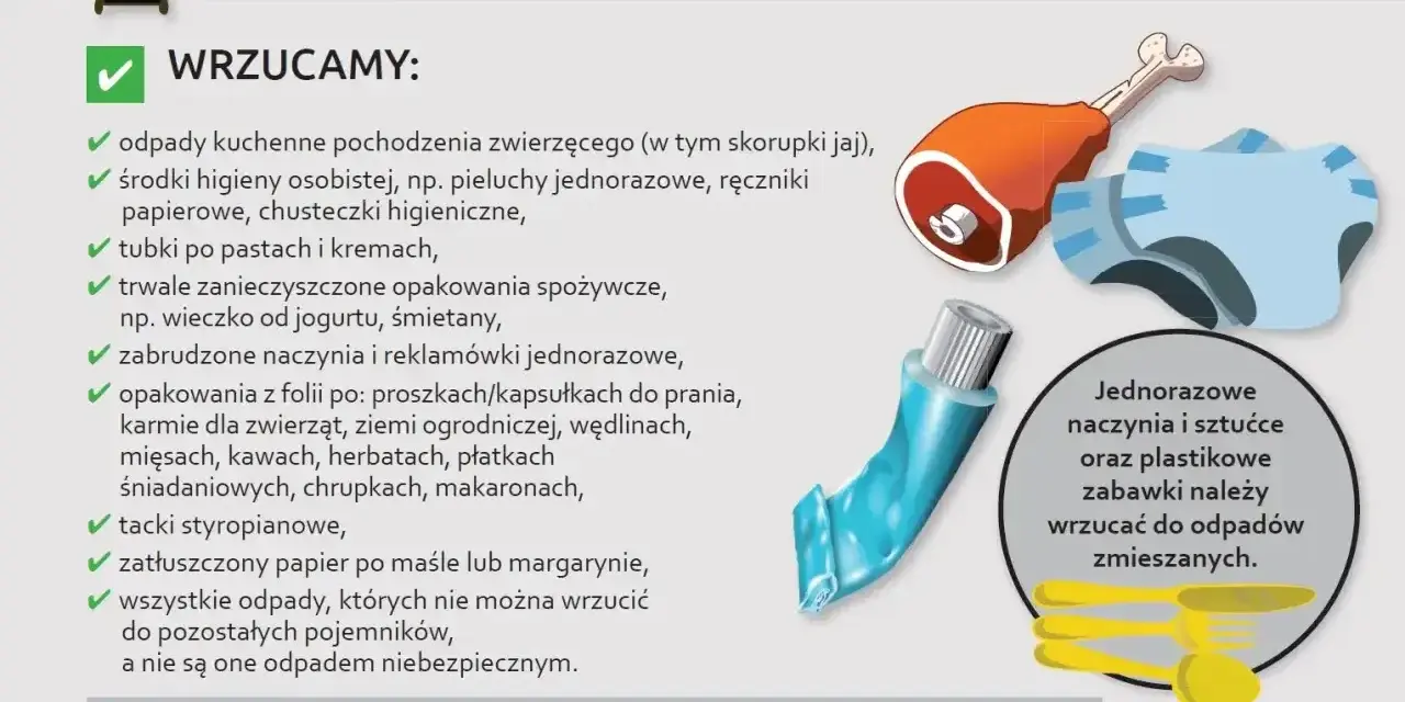Czarne worki na śmieci, do których wrzucamy resztki jedzenia, zużyte pieluchy, tubki po kremach i inne odpady zmieszane.