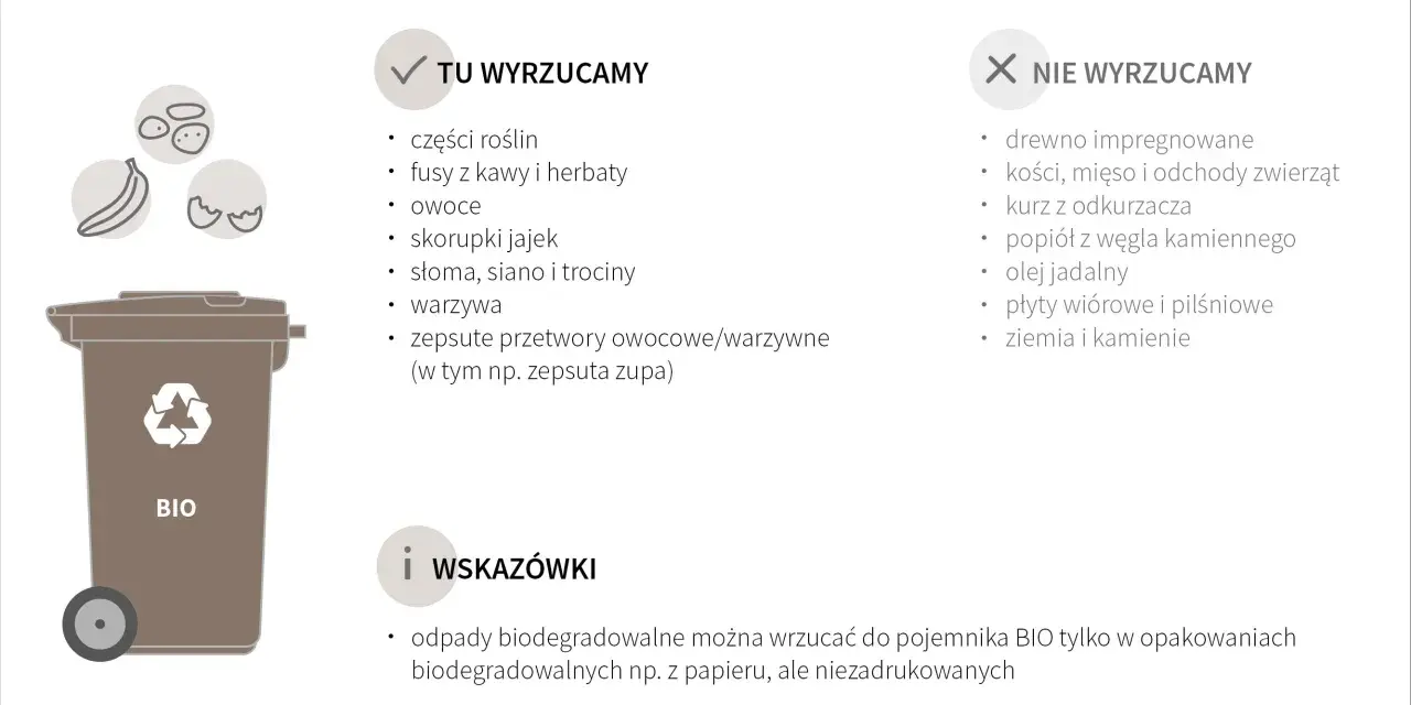 Gdzie wyrzucać torebki po herbacie? Do pojemnika BIO wrzucamy fusy z kawy i herbaty, owoce, warzywa i resztki roślin.