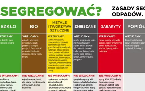 Zasady segregacji odpadów: papier, szkło, bio, metale i tworzywa, zmieszane, gabaryty, popiół, tekstylia. Dbaj o środowisko!