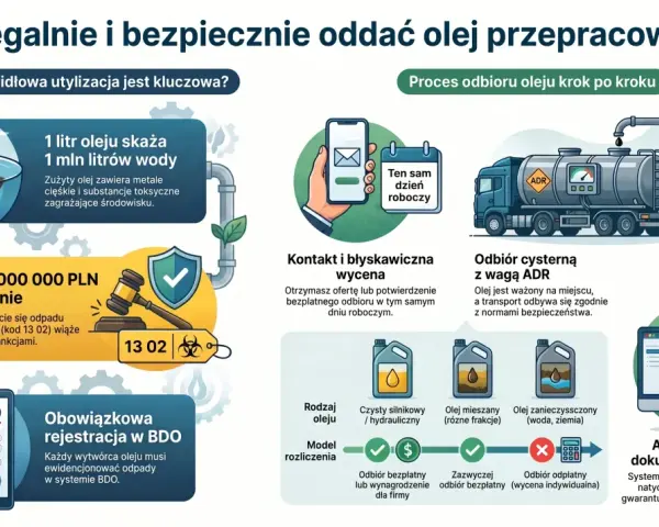 Jak oddać odpady bez BDO? Dowiedz się o procesie odbioru oleju, karach za nielegalne pozbycie się odpadów i obowiązkowej rejestracji w BDO.
