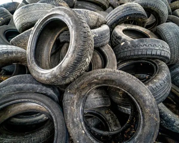 Stare opony czekają na nowe życie. Zastanawiasz się, co zrobić ze starymi oponami? Oto stos używanych opon samochodowych, gotowych do recyklingu lub kreatywnego wykorzystania.