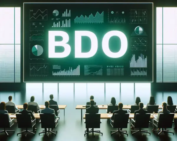 Sala konferencyjna z ekranem BDO i wykresami. Dyskusja o ustawie z dnia 14 grudnia 2012 r. o odpadach.