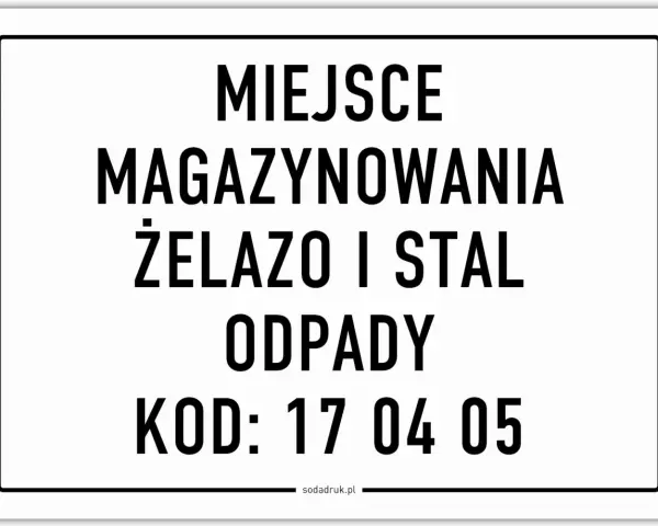 Miejsce magazynowania odpadów żelazo i stal. Kod: 17 04 05.