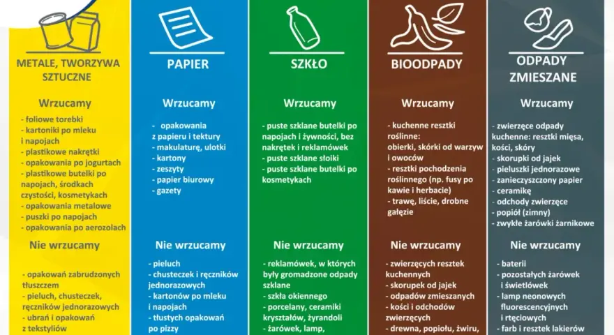 Zasady segregacji odpadów: metale, papier, szkło, bioodpady, odpady zmieszane. Czy trzeba płacić za śmieci jak się nie mieszka? Dowiedz się, co wrzucać do poszczególnych pojemników.