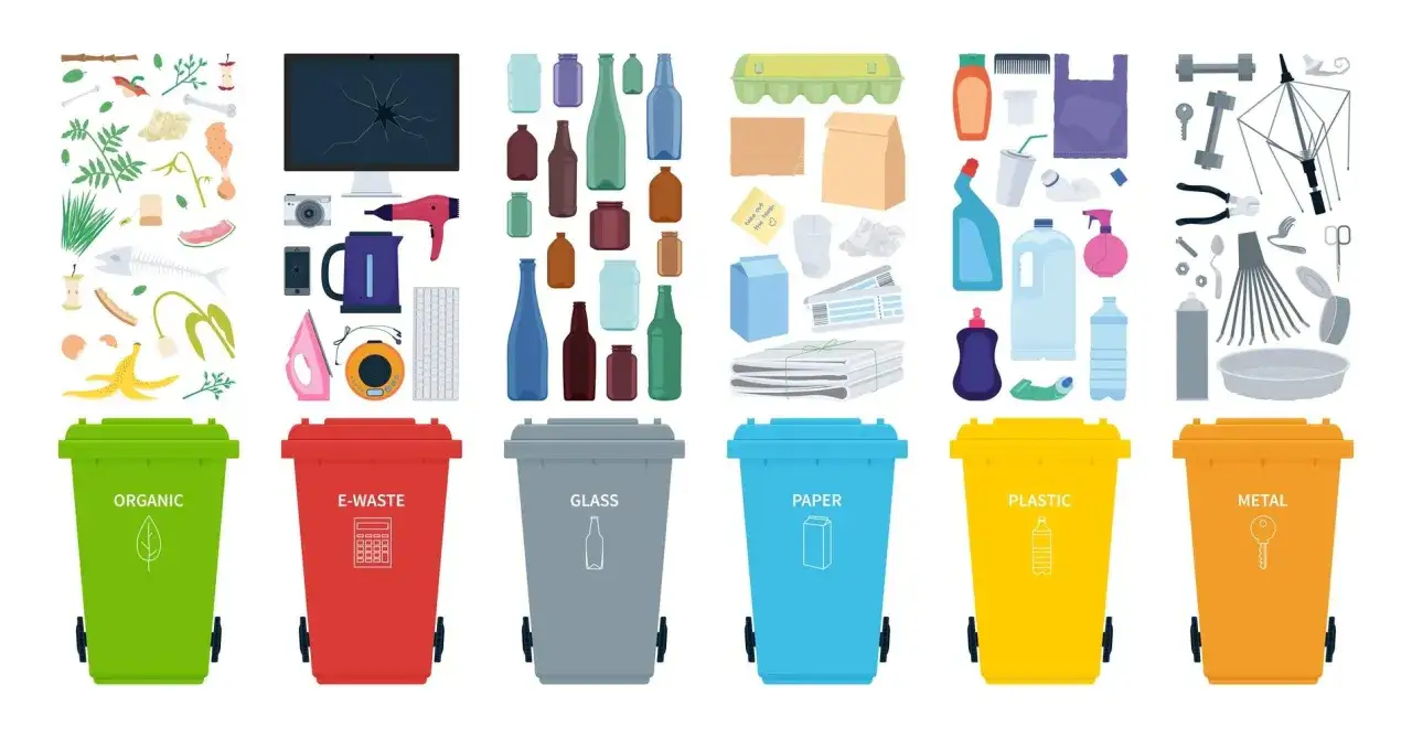 Segregacja odpadów: bio, elektrośmieci, szkło, papier, plastik, metal. Jak oddać odpady bez BDO? Kolorowe pojemniki pomagają.